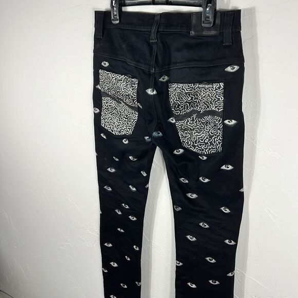 👁️👁️ NUDIE JEANS CO. Black Denim “EYE” Graphic Jeans - RARE - Sz 32 - *READ* - Picture 9 of 14